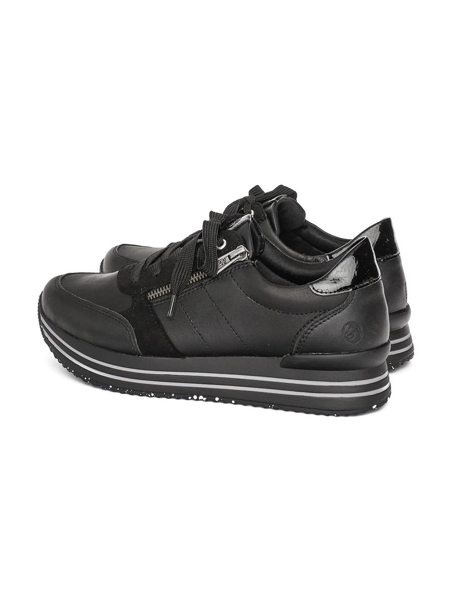 Кроссовки черные на шнуровке с боковой молнией